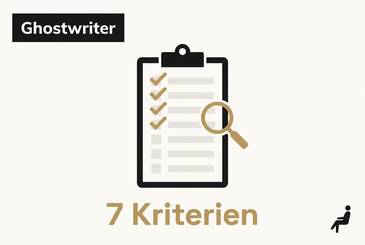 Unternehmer vergleicht Ghostwriting-Anbieter anhand einer 7-Punkte-Kriterien-Checkliste vor dem Erstgespräch