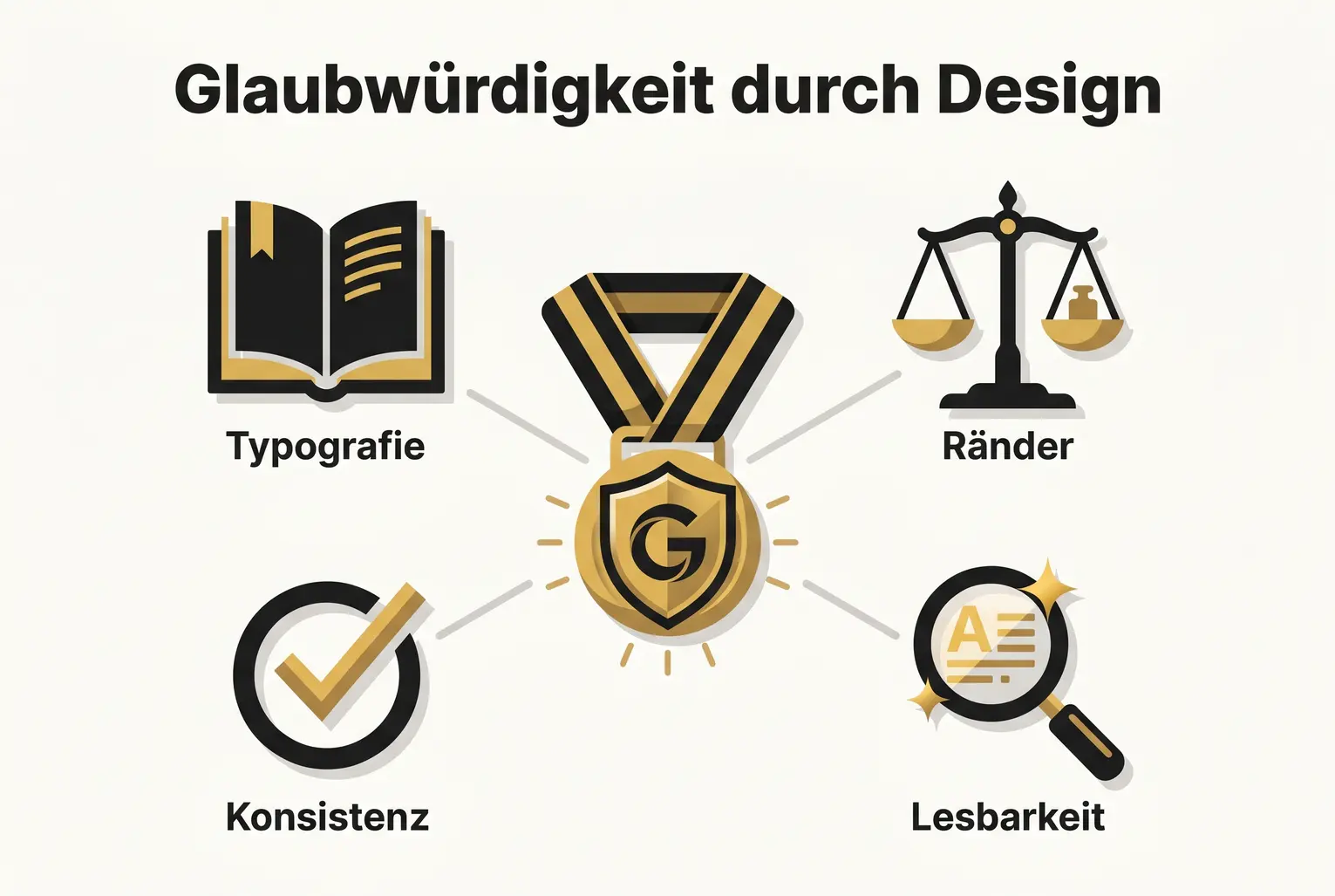 Konkreter Ablauf mit vier Schritten, der Autoren zeigt, wie sie Layoutprobleme systematisch prüfen, korrigieren, testen und abschließen können.