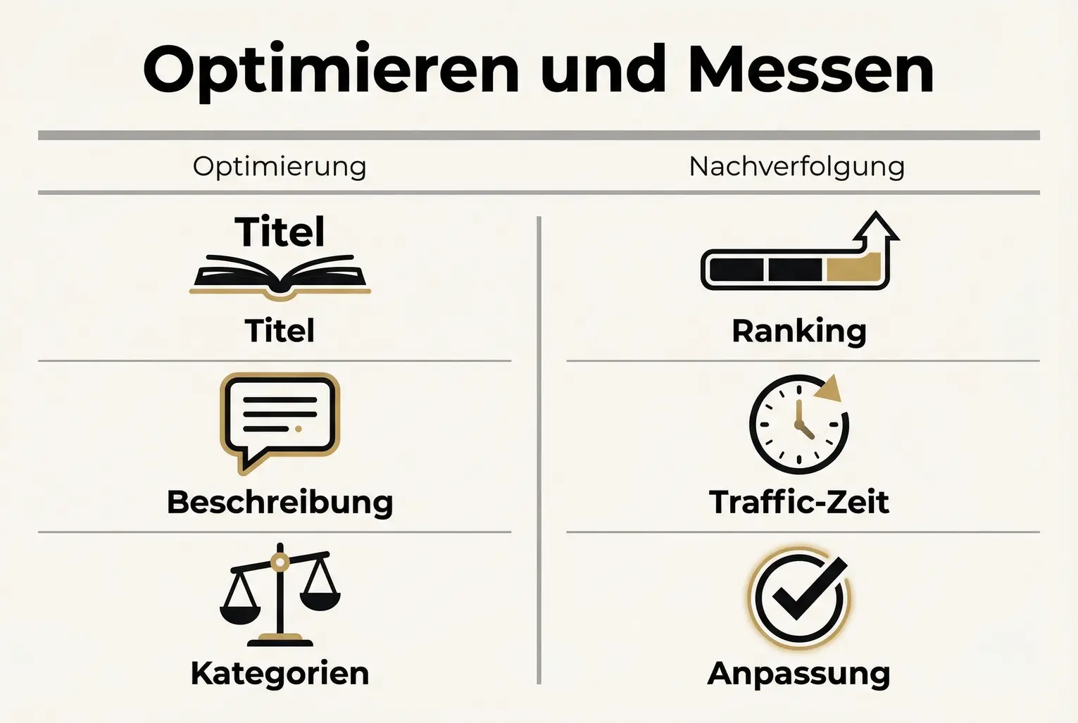 Eine Grafik, die zeigt, wie die Optimierung eines Buch-Listings und die anschließende Leistungsmessung in einem Kreislauf für nachhaltige Sichtbarkeit auf Amazon zusammenarbeiten.