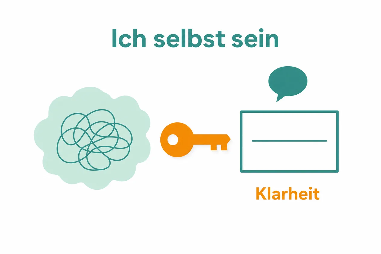 Flache Vektorgrafik mit wolkiger Form, Schlüsselsymbol und klarem Rechteck als Sinnbild für Klarheit